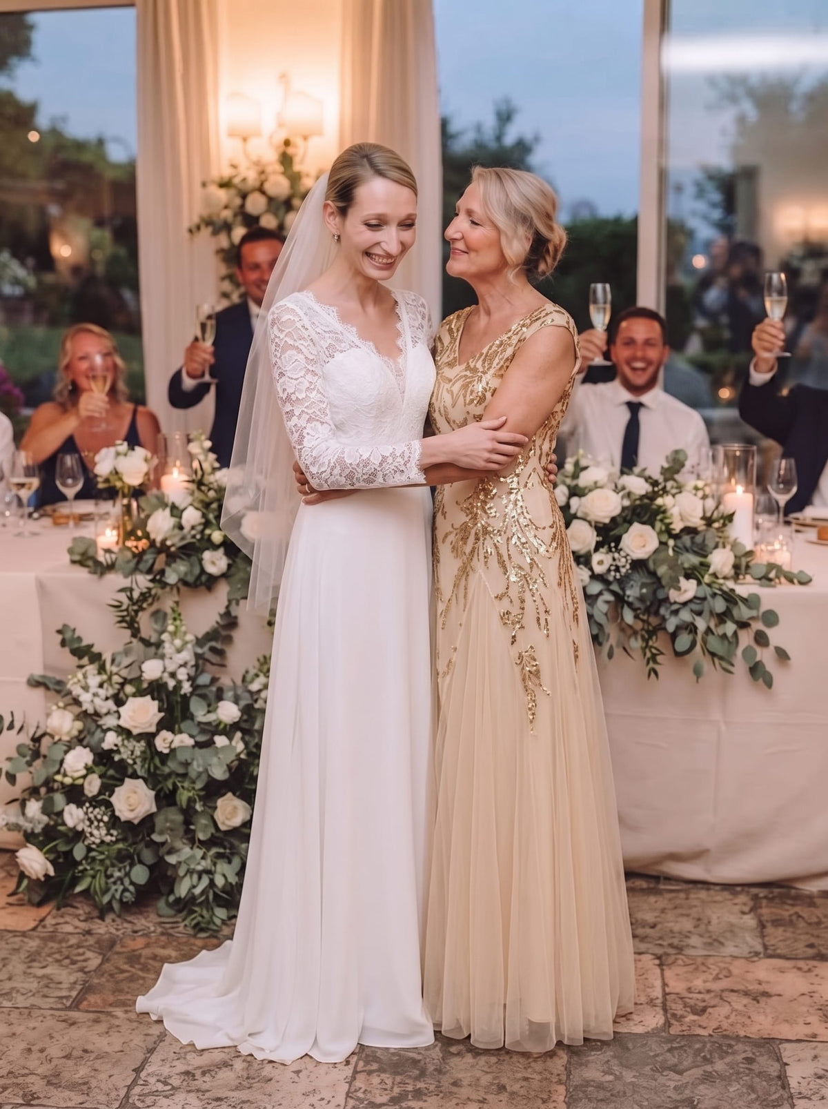 ever FREYA| Floral Sequin A Line Maxi Mother of the Bride Dress with V-Neck