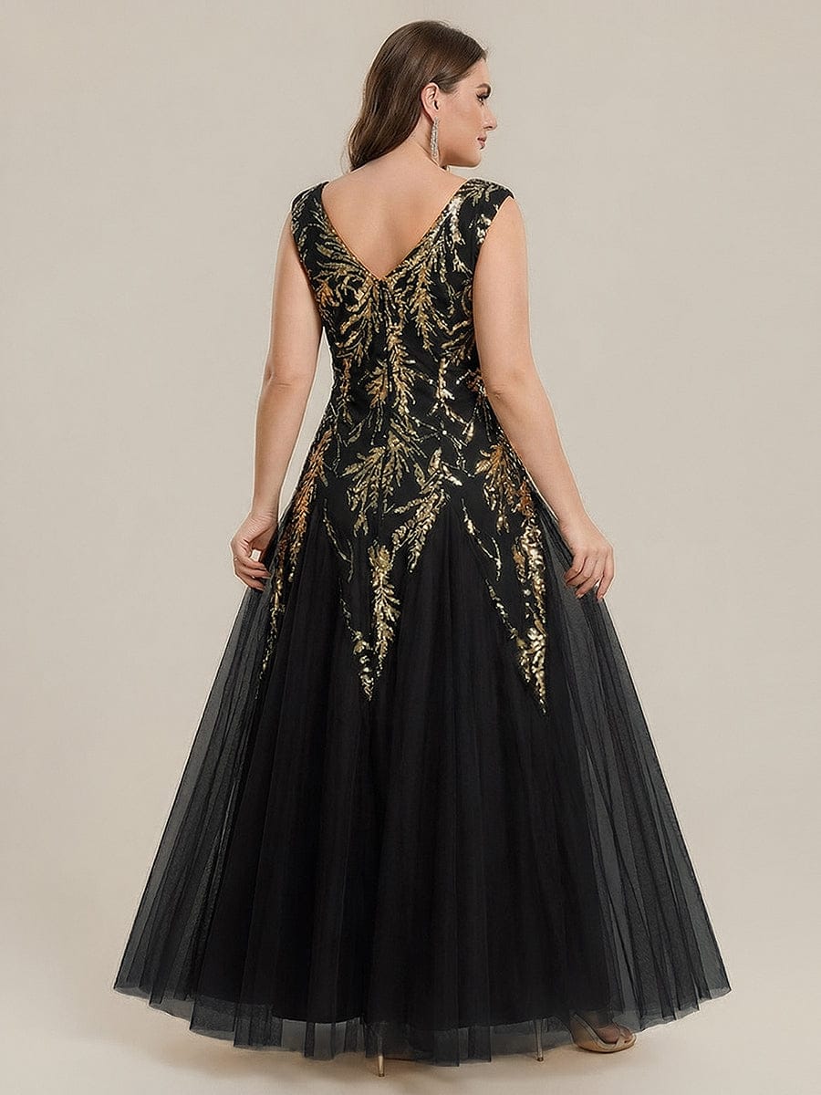 pretty FREYA|Plus Size Floral Sequin A Line Maxi Evening Dress