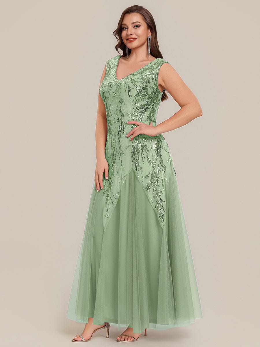 ever FREYA| Floral Sequin A Line Maxi Evening Dress with V-Neck