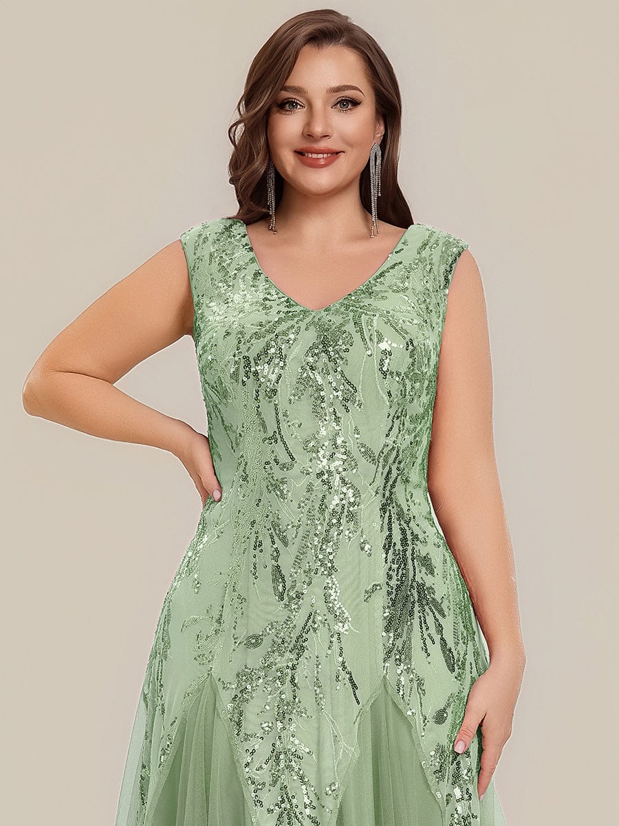 ever FREYA| Floral Sequin A Line Maxi Evening Dress with V-Neck
