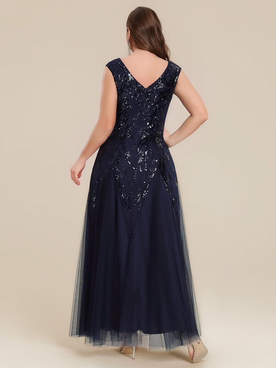 ever FREYA| Floral Sequin A Line Maxi Evening Dress with V-Neck