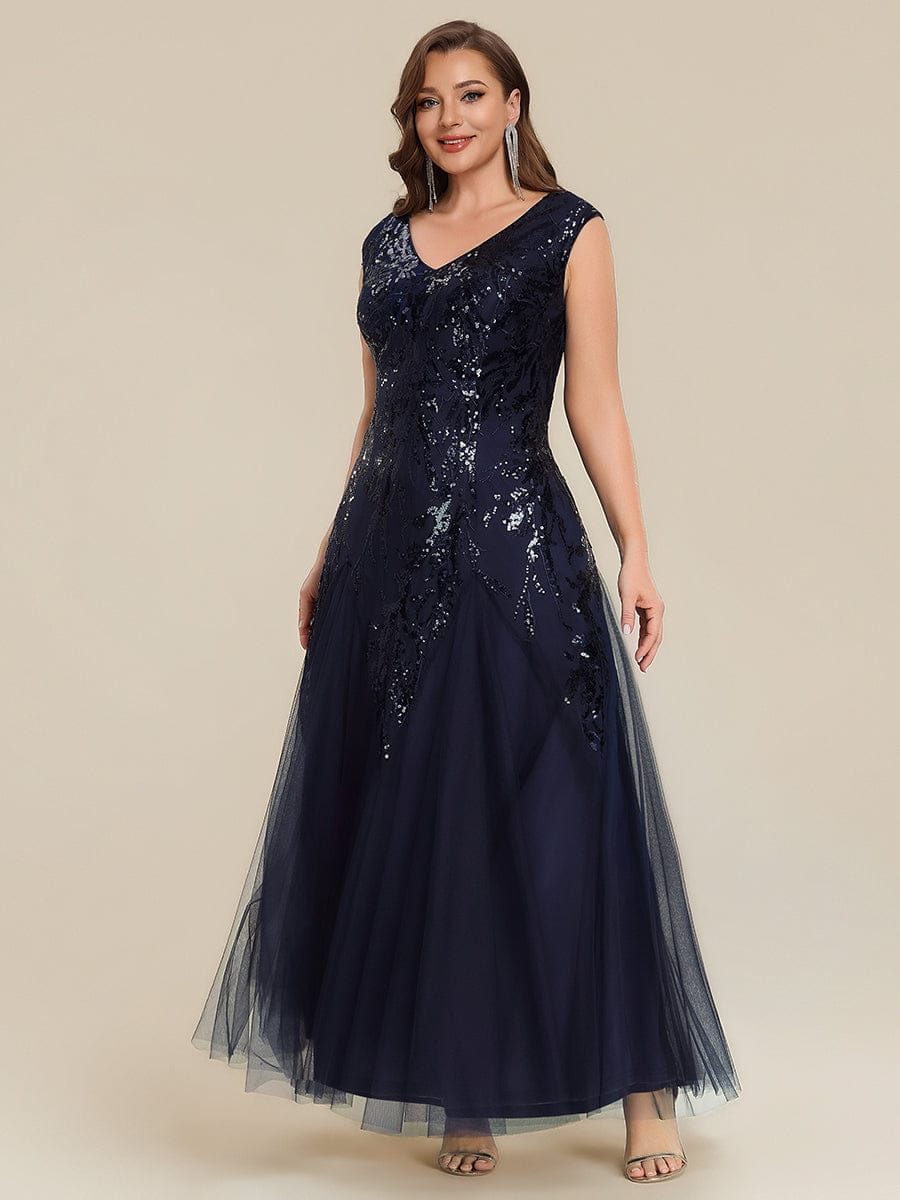 pretty FREYA|Plus Size Floral Sequin A Line Maxi Evening Dress