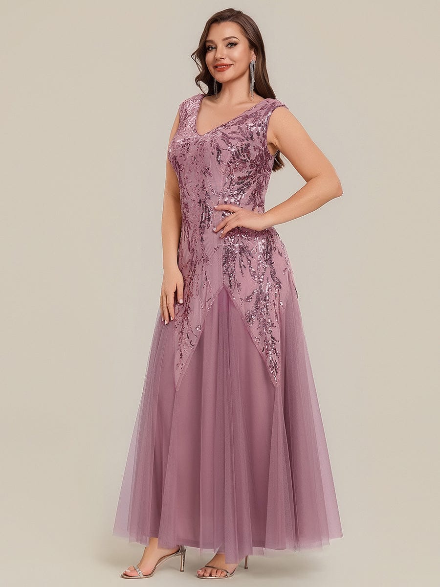 ever FREYA| Floral Sequin A Line Maxi Mother of the Bride Dress with V-Neck