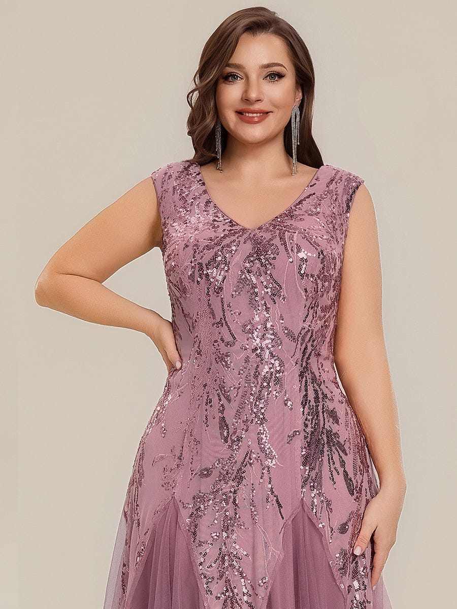 ever FREYA| Floral Sequin A Line Maxi Evening Dress with V-Neck