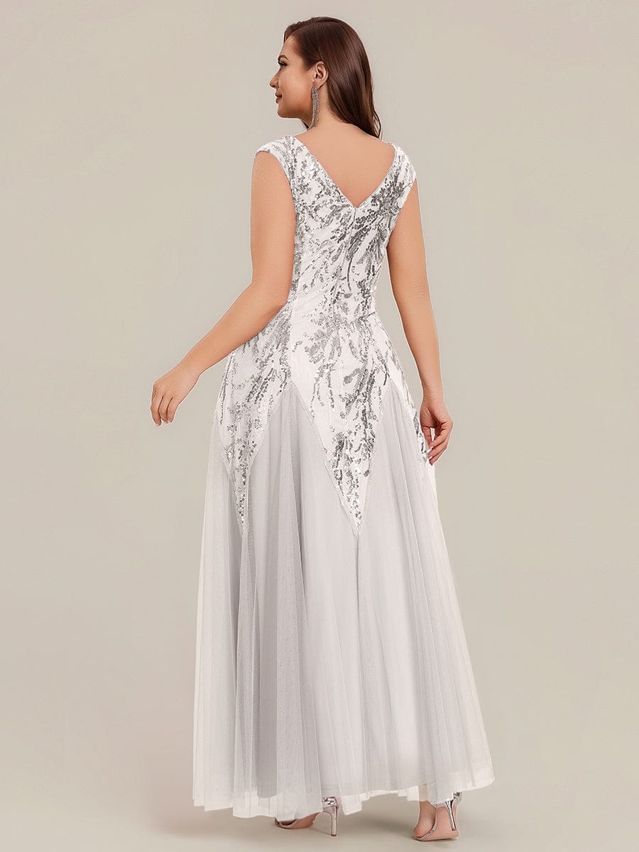ever FREYA| Floral Sequin A Line Maxi Mother of the Bride Dress with V-Neck