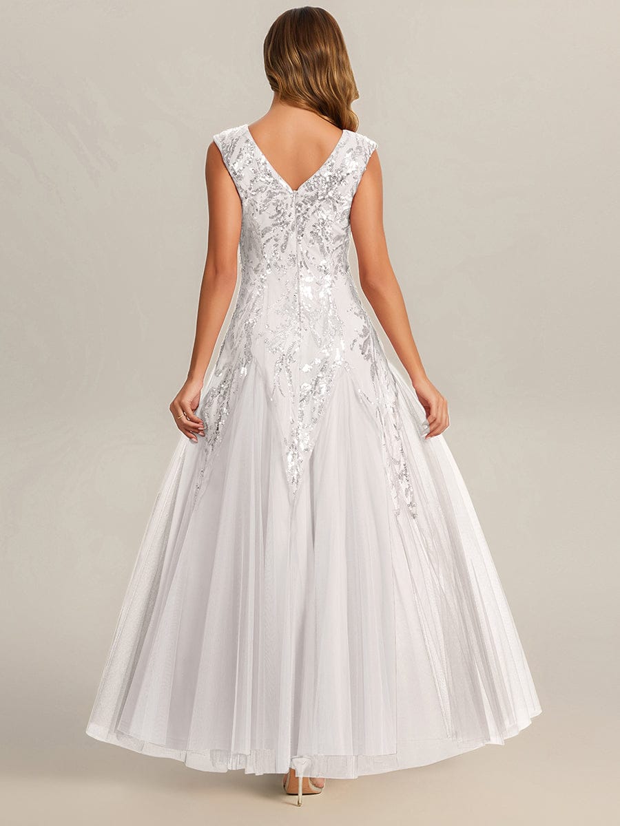 ever FREYA| Floral Sequin A Line Maxi Mother of the Bride Dress with V-Neck