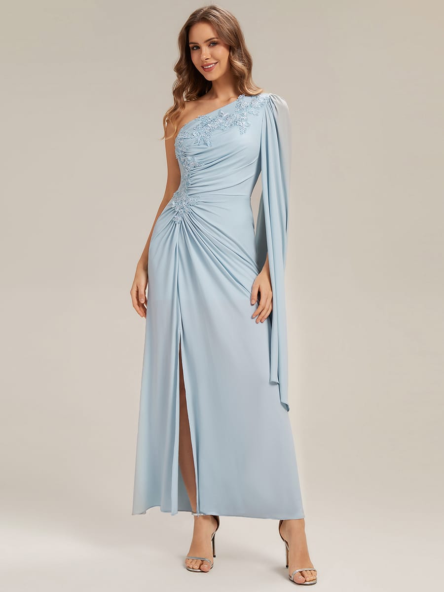 Draped Ruched One Shoulder Jersey Dress