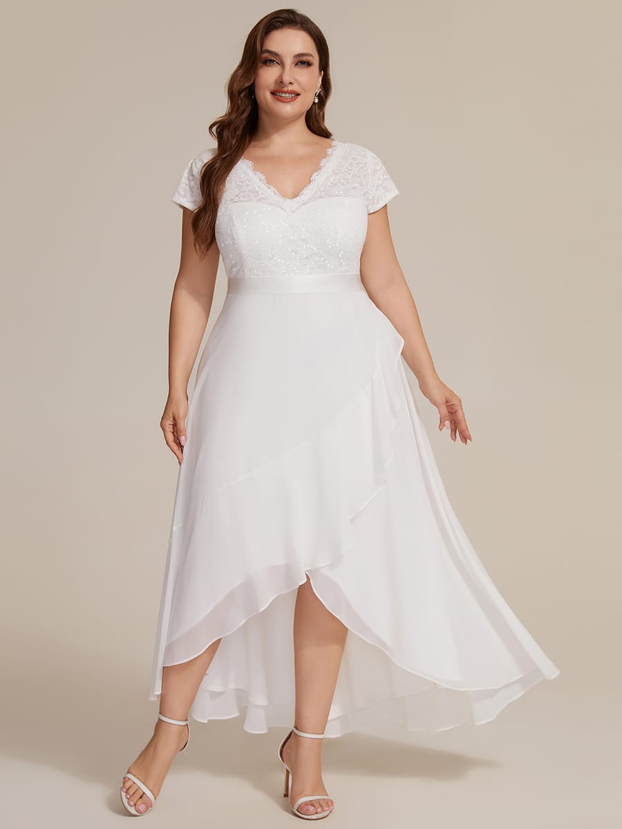 Deep V-Neck Chiffon Cap Sleeve Dress