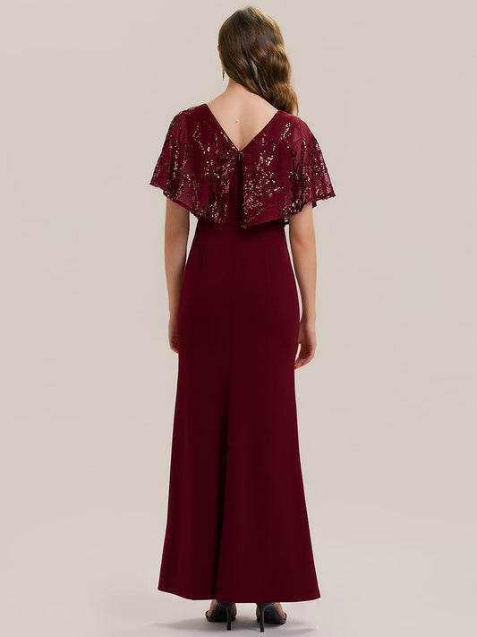 ever KIRA|Elegant V-Neck Sequin Batwing Sleeve Dress