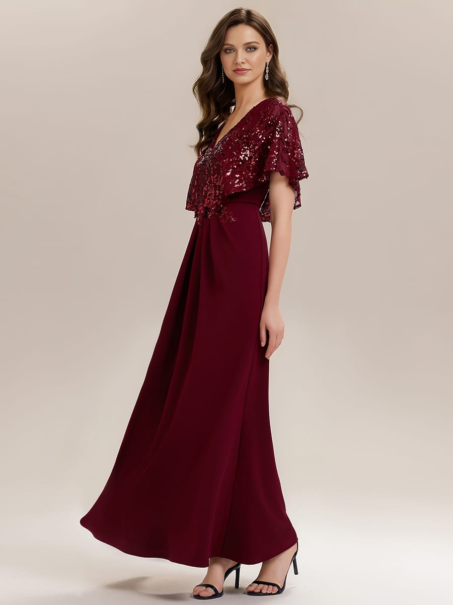 ever KIRA|Elegant V-Neck Sequin Batwing Sleeve Dress