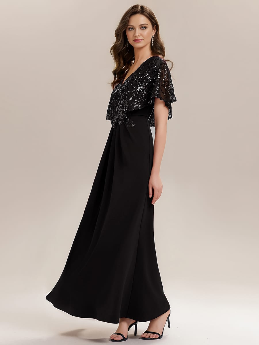 ever KIRA|Elegant V-Neck Sequin Batwing Sleeve Dress