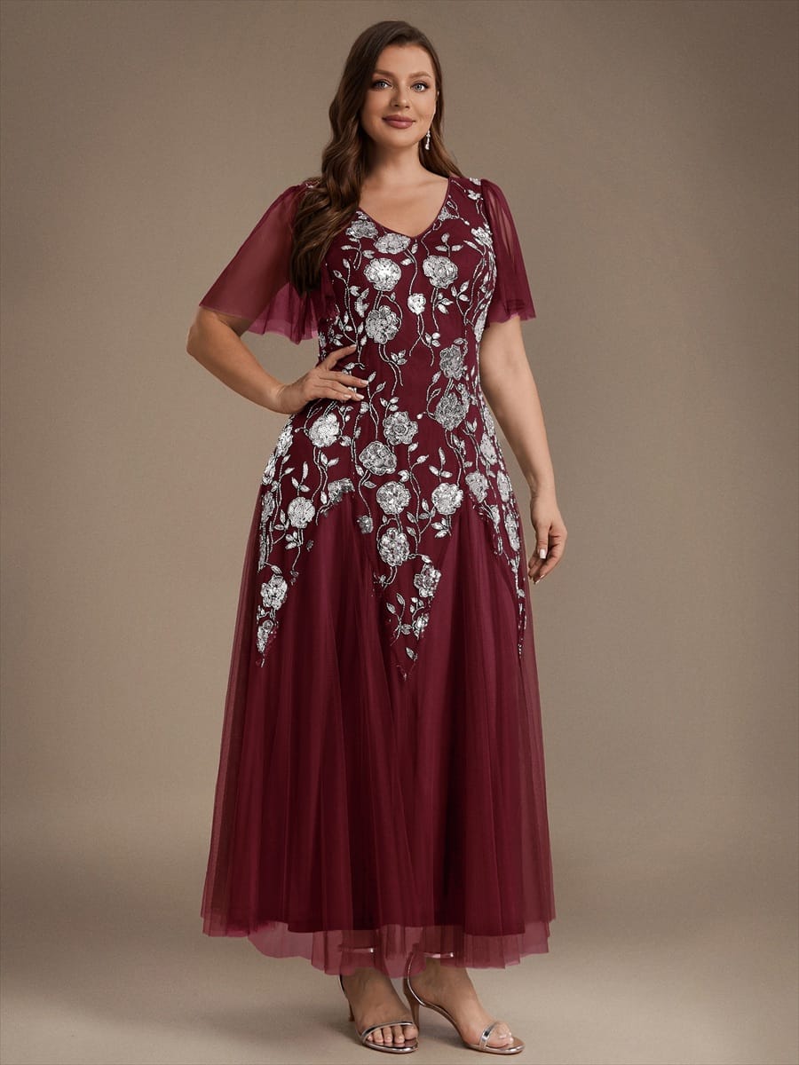 ever ORLA|Patchwork Sequin Ruffle Sleeve Dress