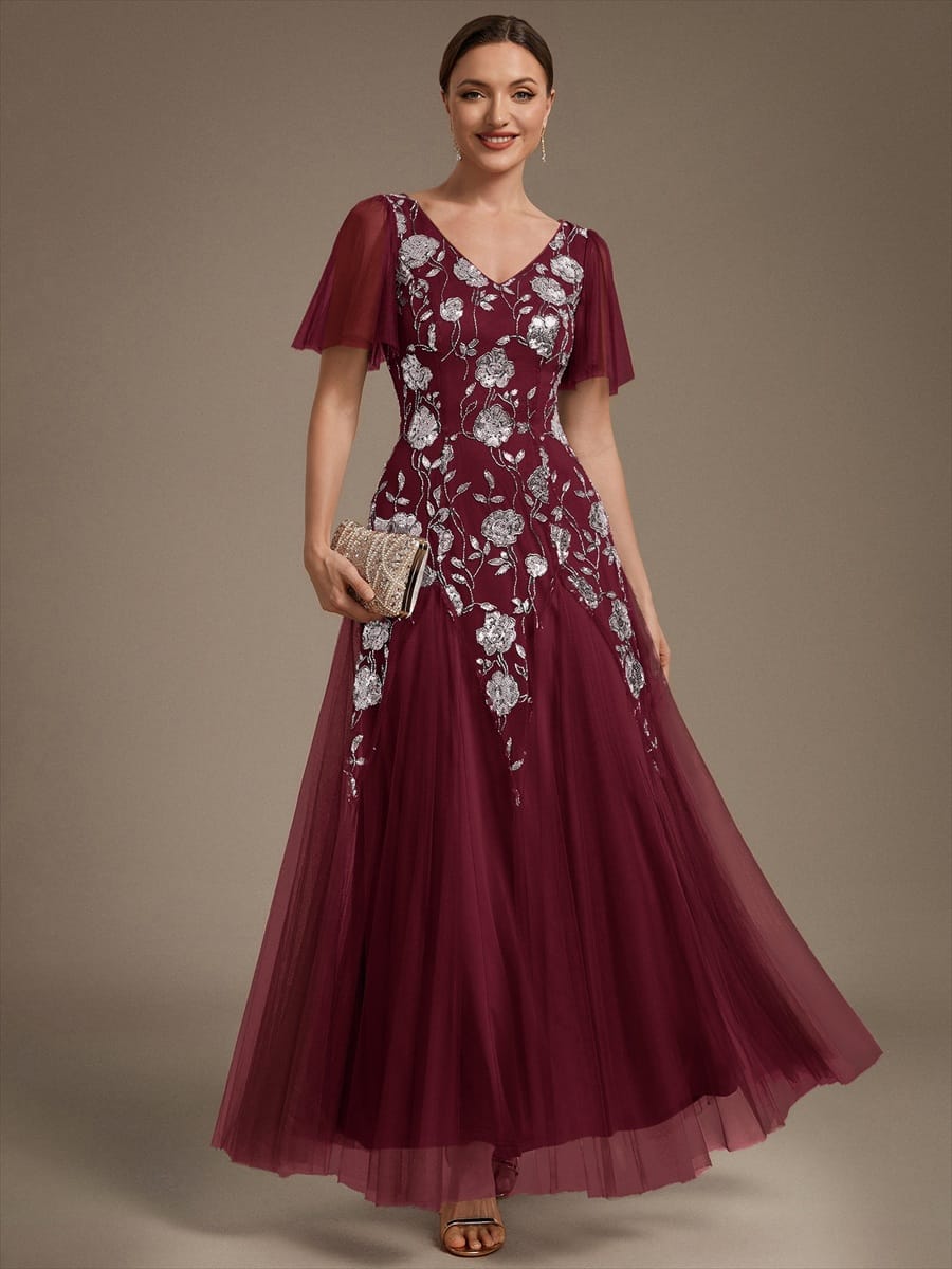 ever ORLA|Patchwork Sequin Ruffle Sleeve Dress