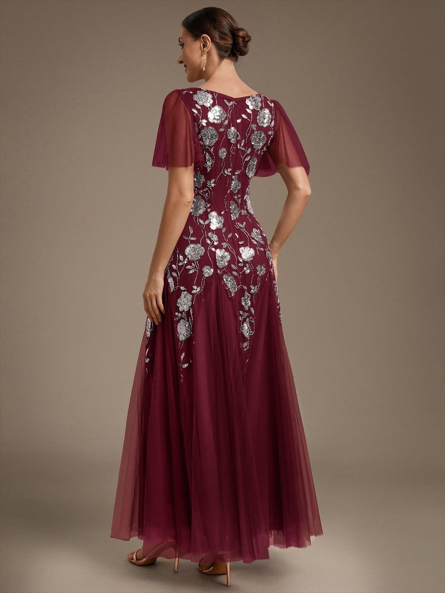 ever ORLA|Patchwork Sequin Ruffle Sleeve Dress