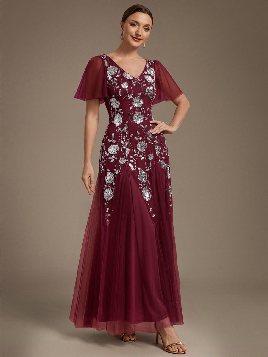 ever ORLA|Patchwork Sequin Ruffle Sleeve Dress