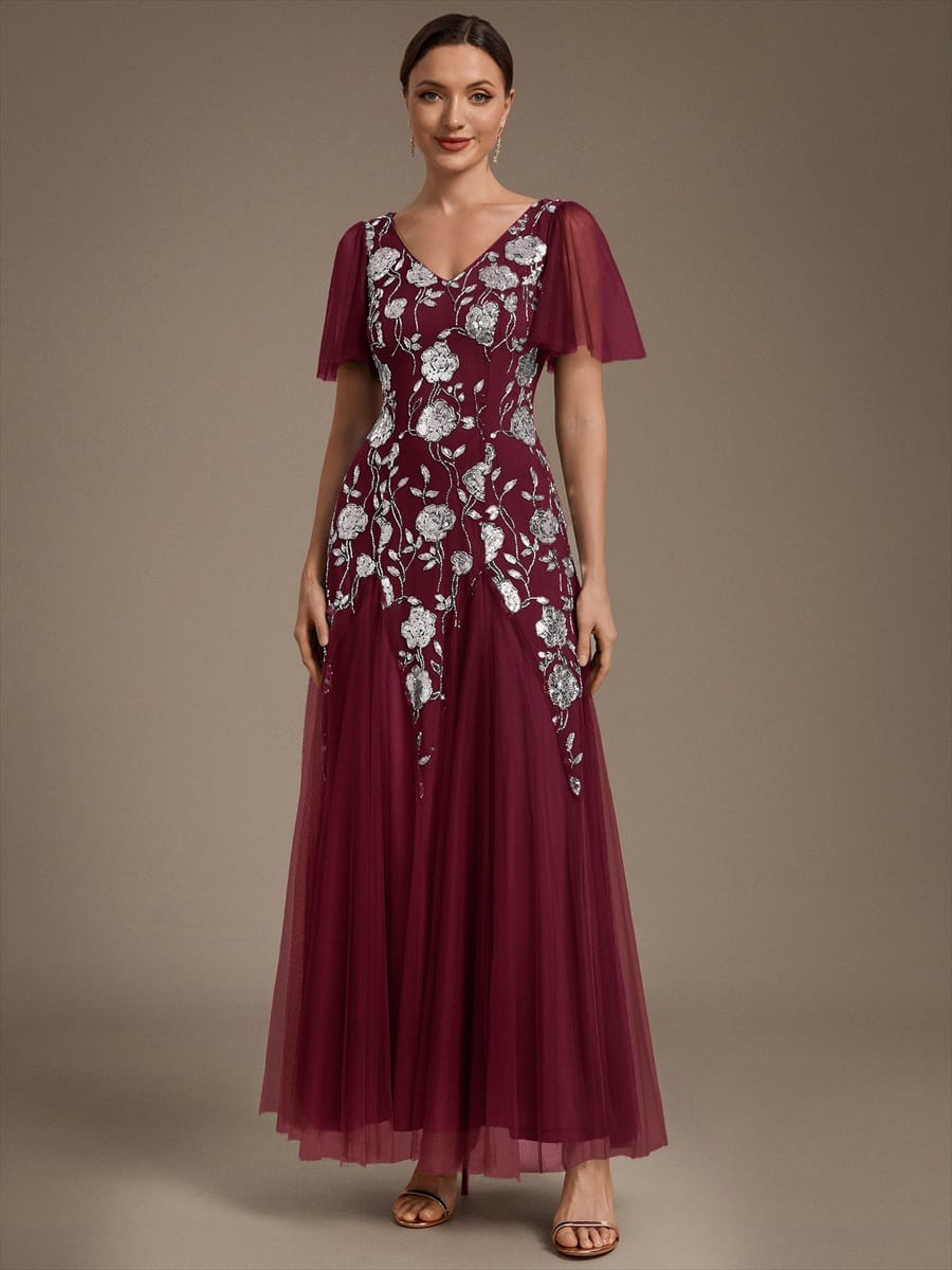 ever ORLA|Patchwork Sequin Ruffle Sleeve Dress