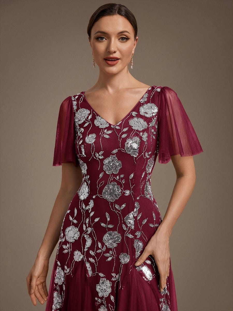 ever ORLA|Patchwork Sequin Ruffle Sleeve Dress