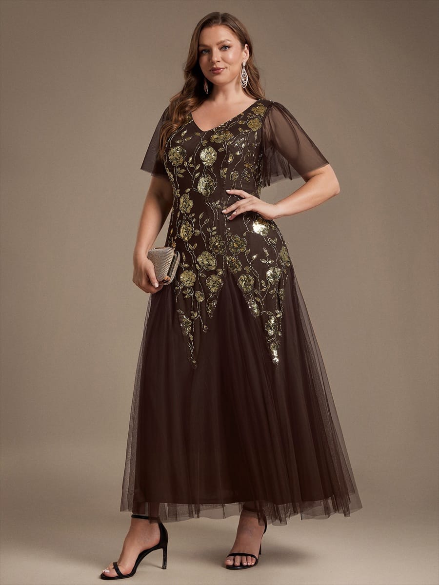 ever ORLA|Patchwork Sequin Ruffle Sleeve Dress