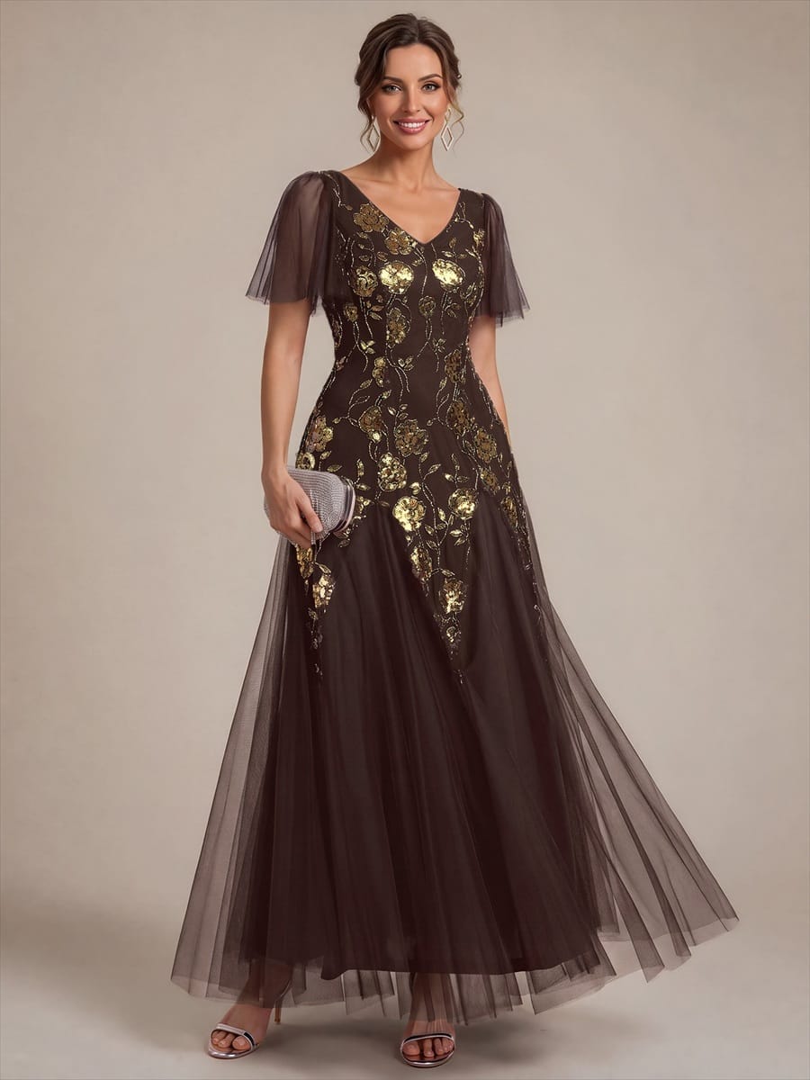 ever ORLA|Patchwork Sequin Ruffle Sleeve Dress