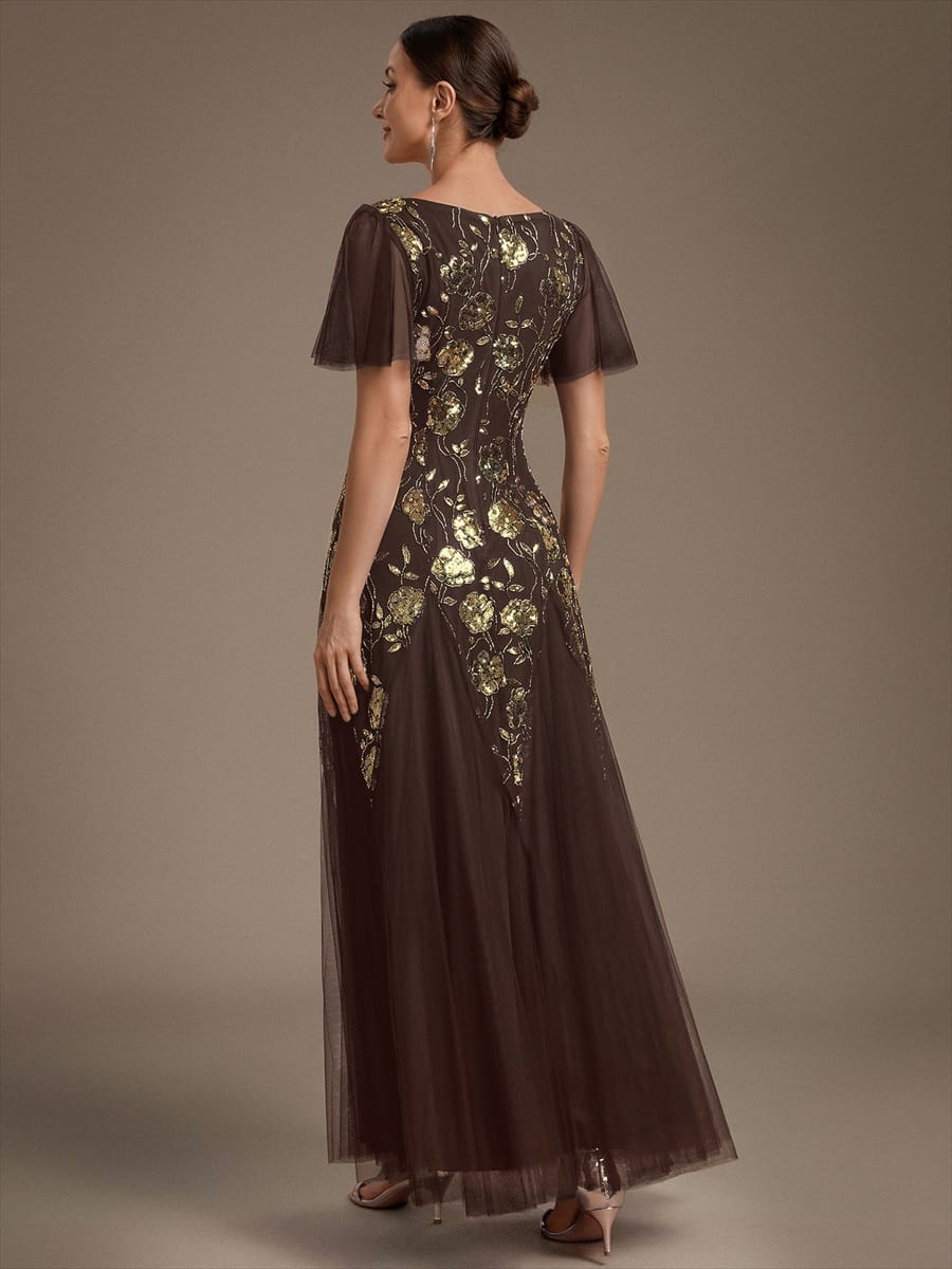 ever ORLA|Patchwork Sequin Ruffle Sleeve Dress