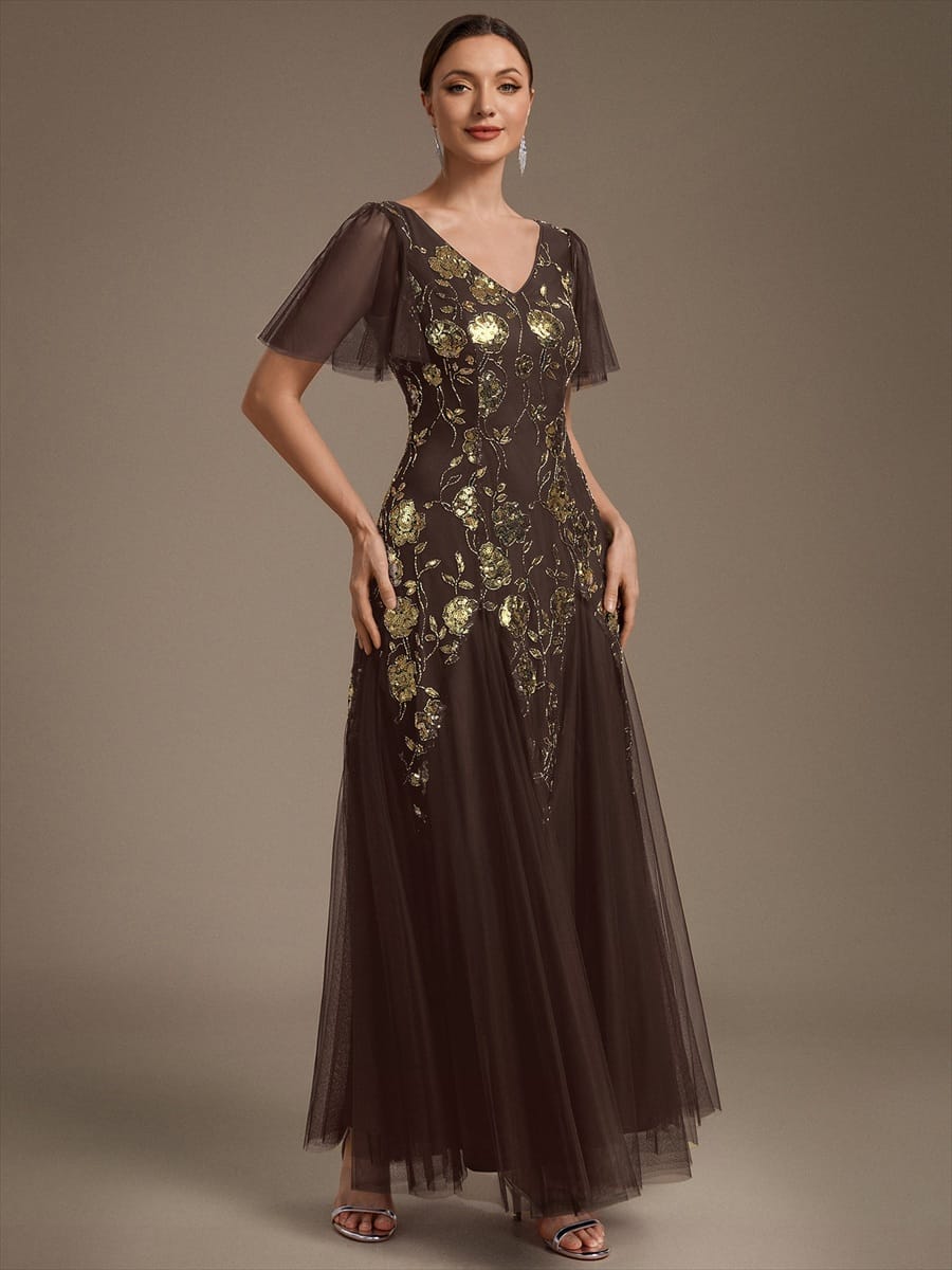 ever ORLA|Patchwork Sequin Ruffle Sleeve Dress