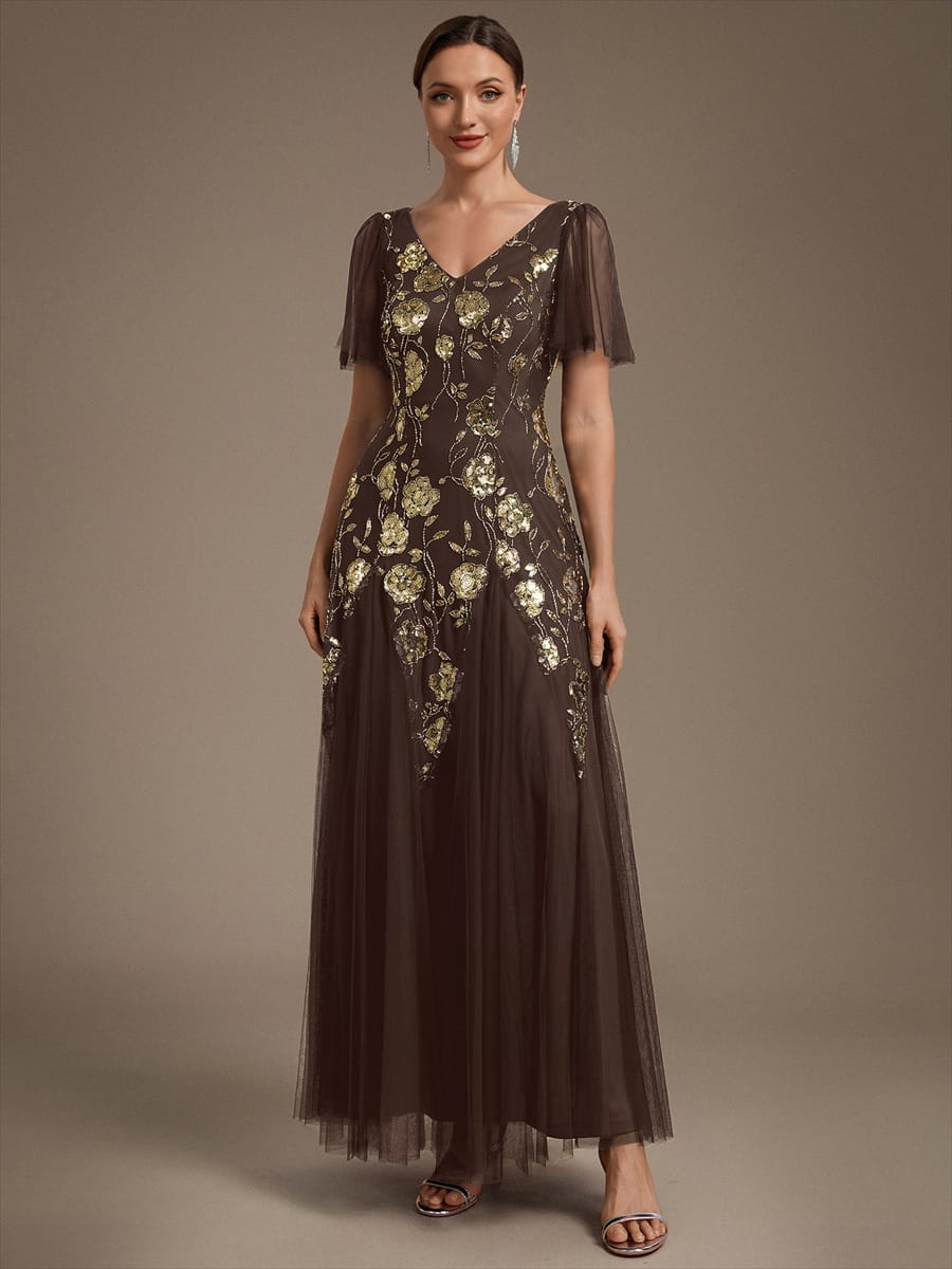 ever ORLA|Patchwork Sequin Ruffle Sleeve Dress