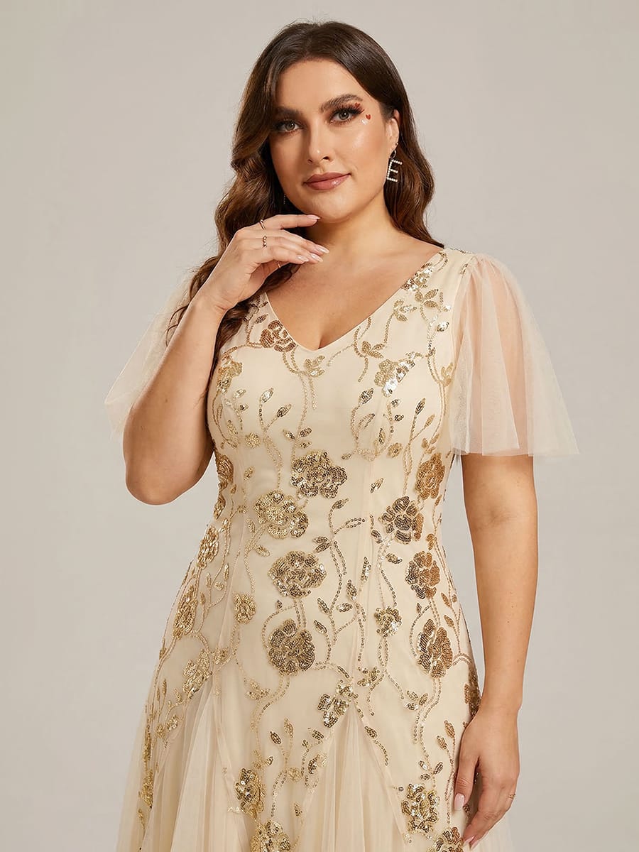 ever ORLA|Patchwork Sequin Ruffle Sleeve Dress