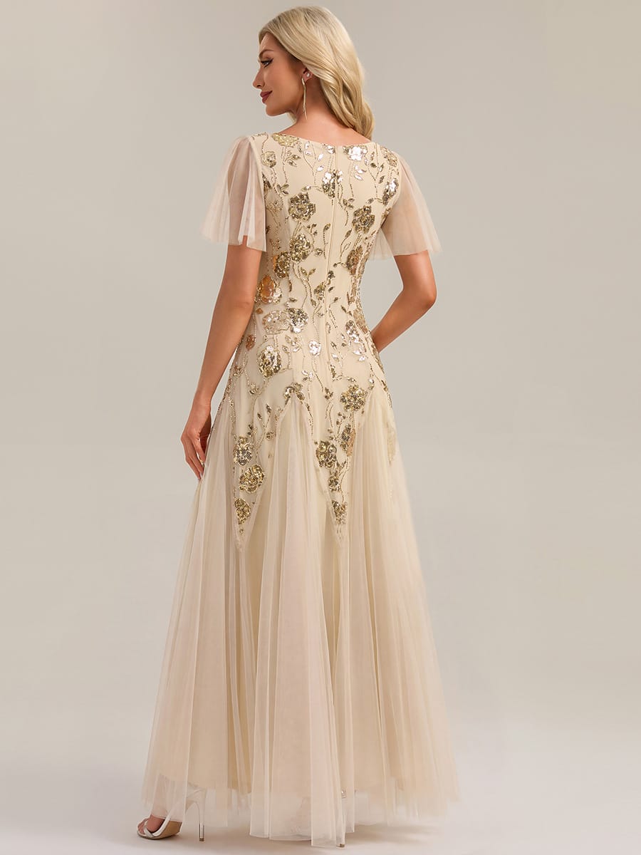 ever ORLA|Patchwork Sequin Ruffle Sleeve Dress
