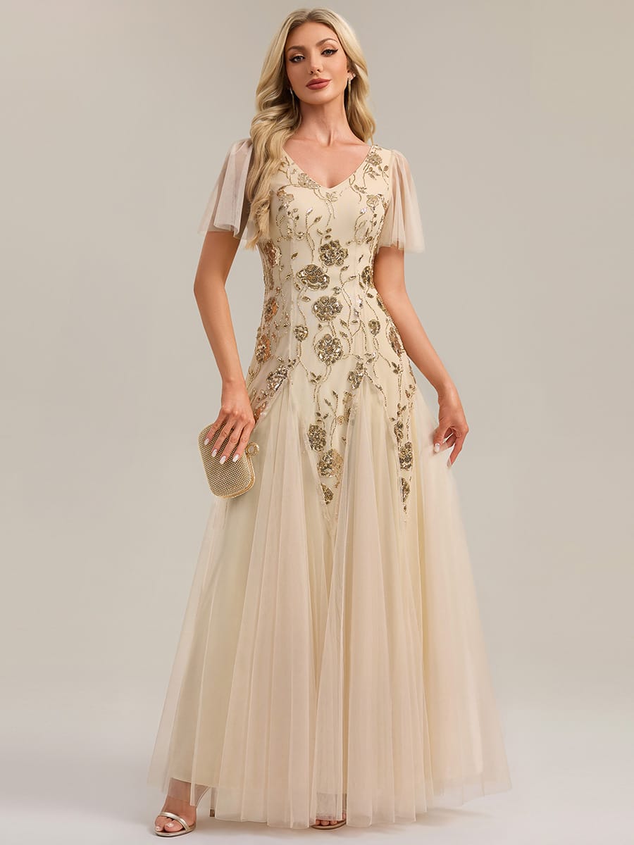 ever ORLA|Patchwork Sequin Ruffle Sleeve Dress