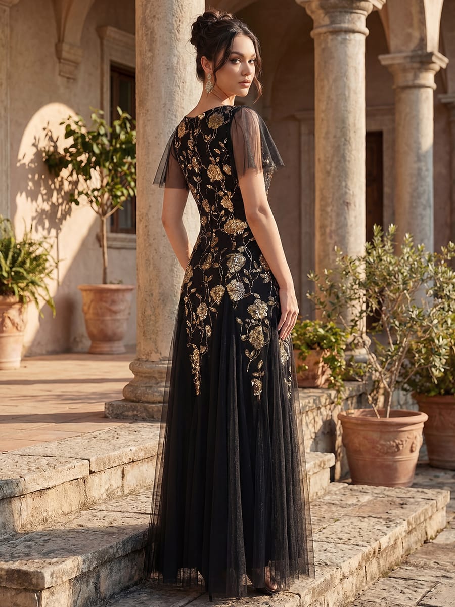 ever ORLA|Patchwork Sequin Ruffle Sleeve Dress