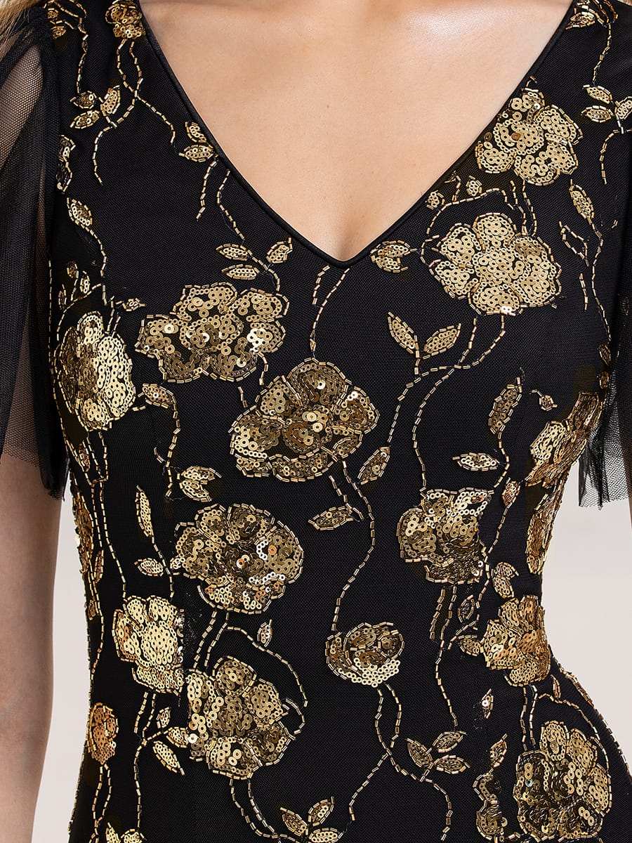 ever ORLA|Patchwork Sequin Ruffle Sleeve Dress