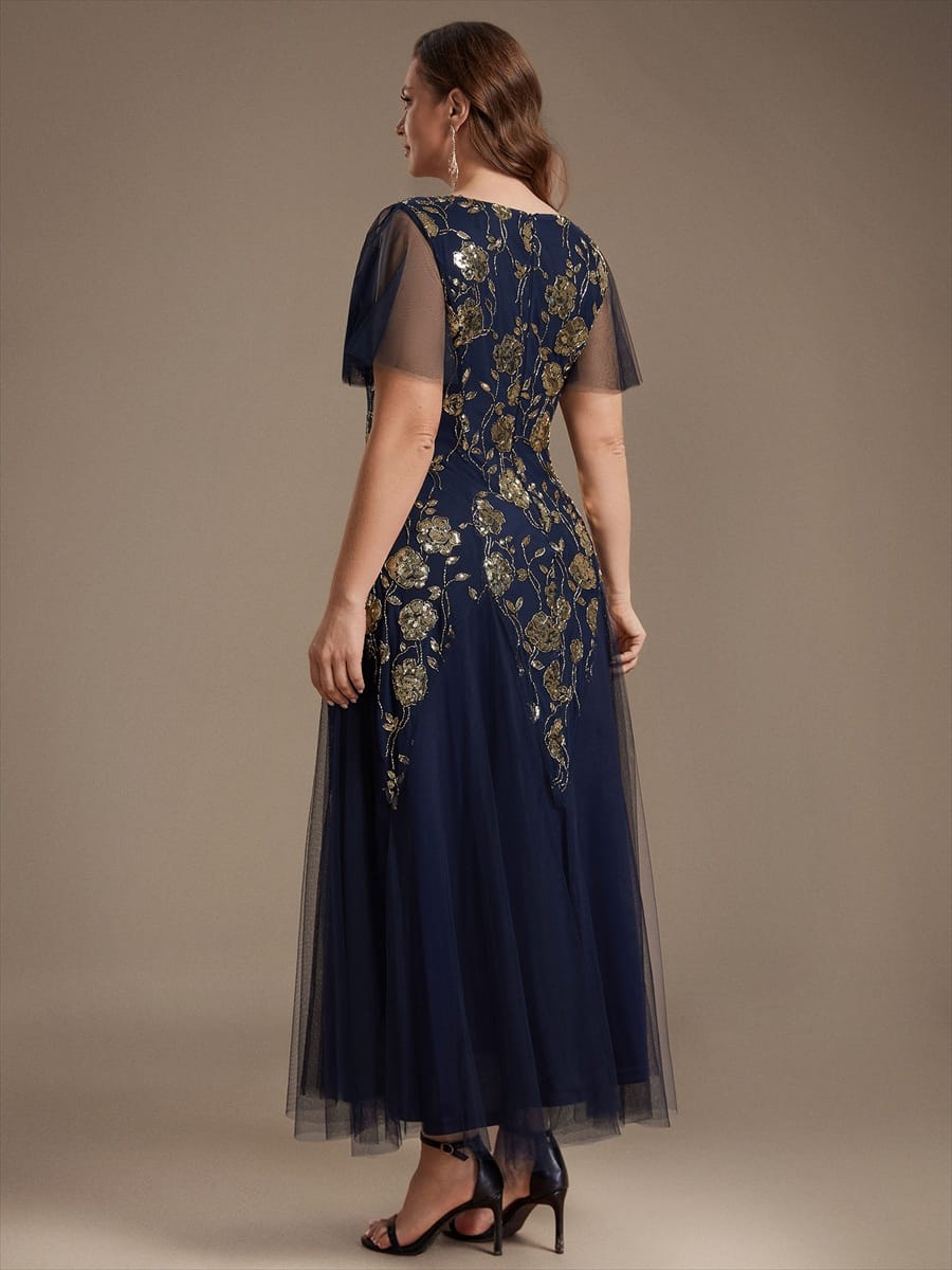 ever ORLA|Patchwork Sequin Ruffle Sleeve Dress