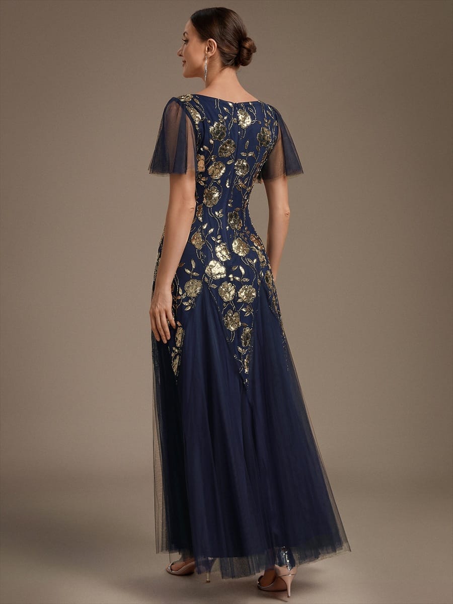 ever ORLA|Patchwork Sequin Ruffle Sleeve Dress