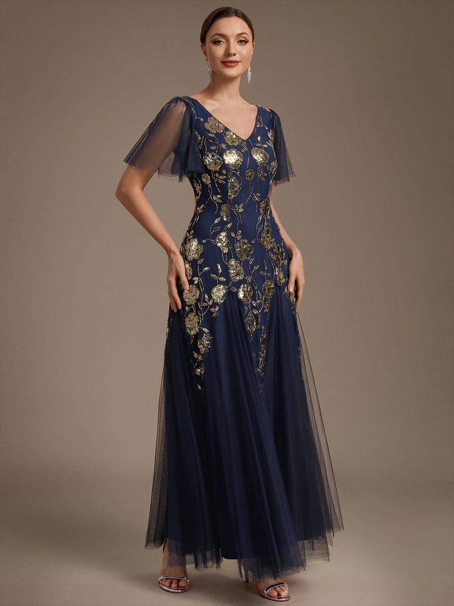 ever ORLA|Patchwork Sequin Ruffle Sleeve Dress