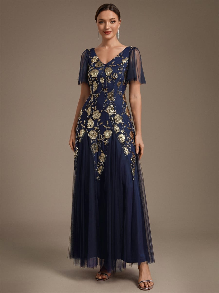 ever ORLA|Patchwork Sequin Ruffle Sleeve Dress