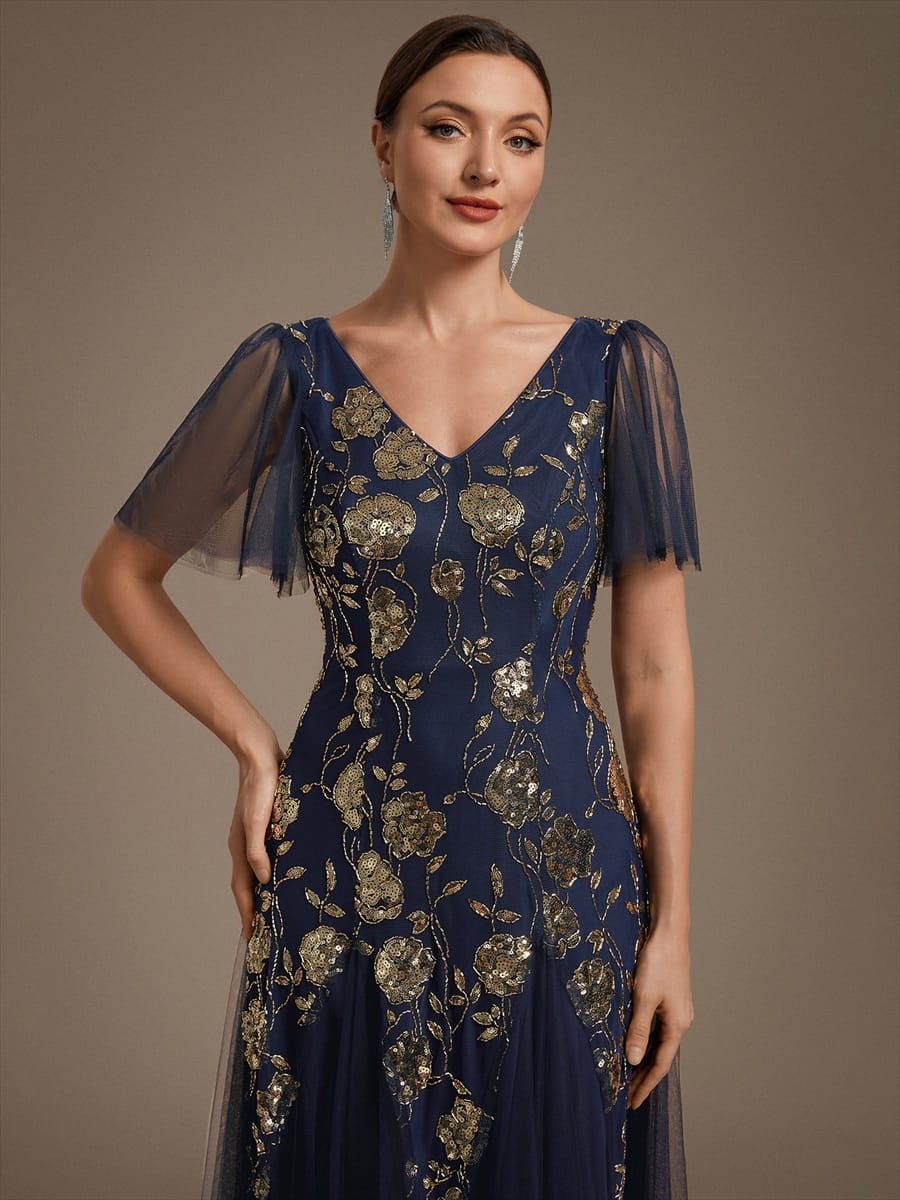 ever ORLA|Patchwork Sequin Ruffle Sleeve Dress