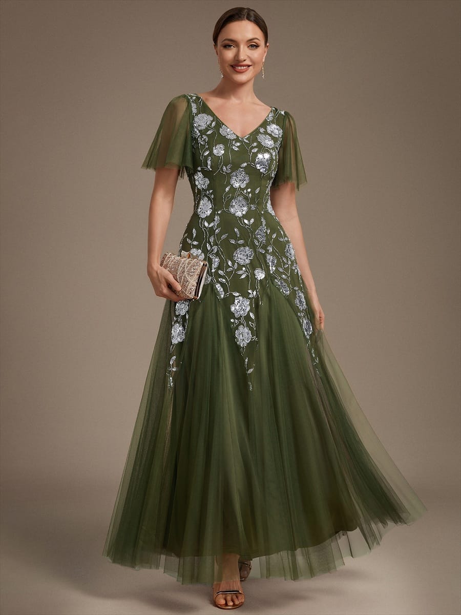 ever ORLA|Patchwork Sequin Ruffle Sleeve Dress