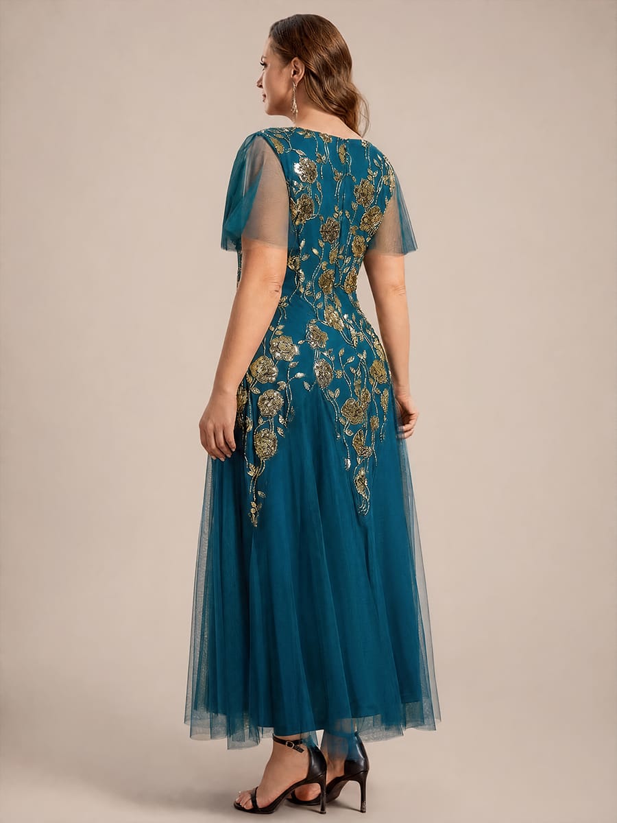 pretty ORLA|Plus Size Patchwork Sequin Ruffle Sleeve Dress