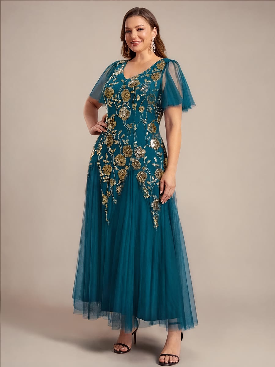 ever ORLA|Patchwork Sequin Ruffle Sleeve Dress