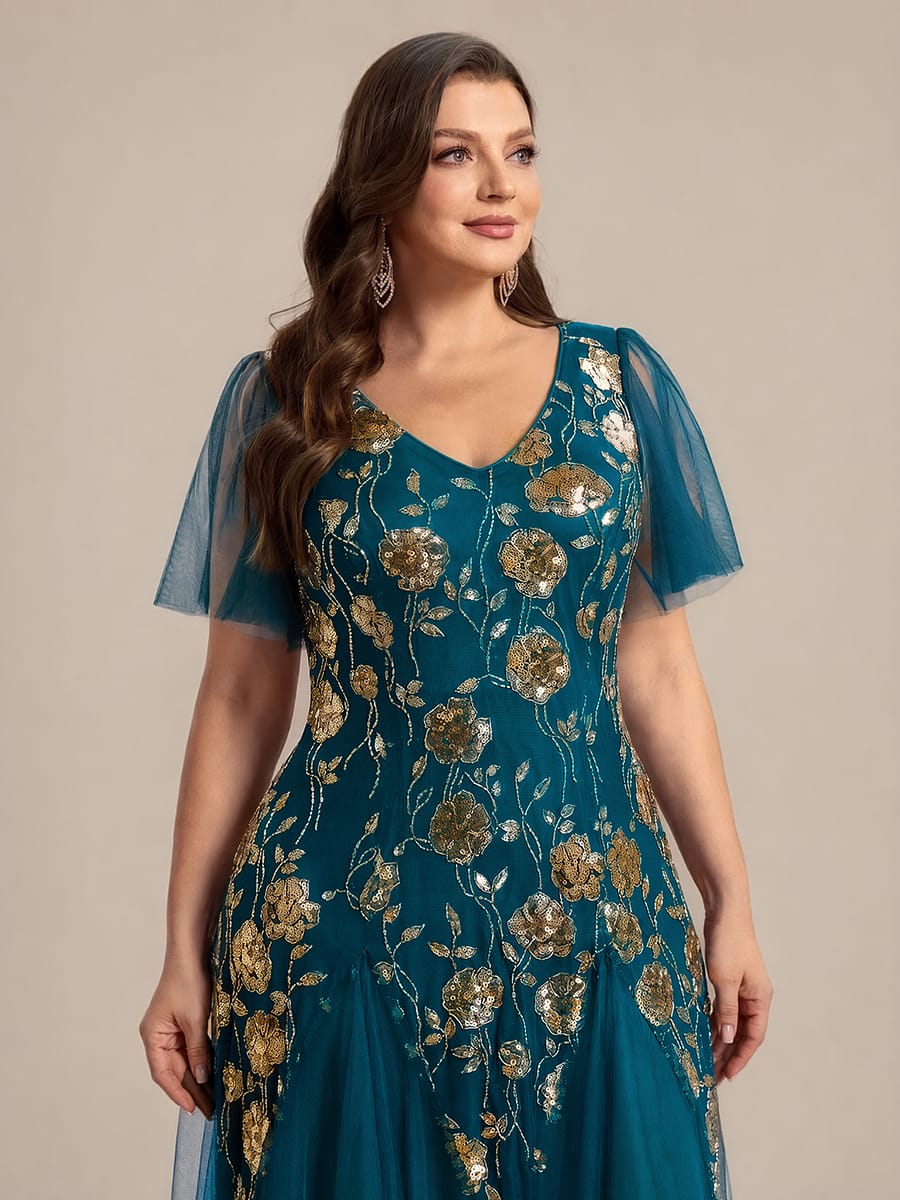 ever ORLA|Patchwork Sequin Ruffle Sleeve Dress
