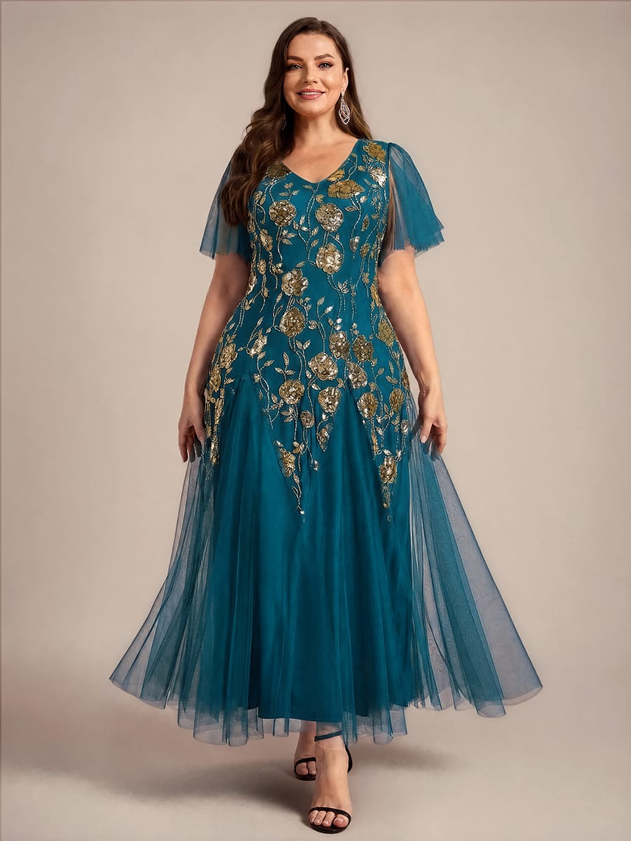 ever ORLA|Patchwork Sequin Ruffle Sleeve Dress