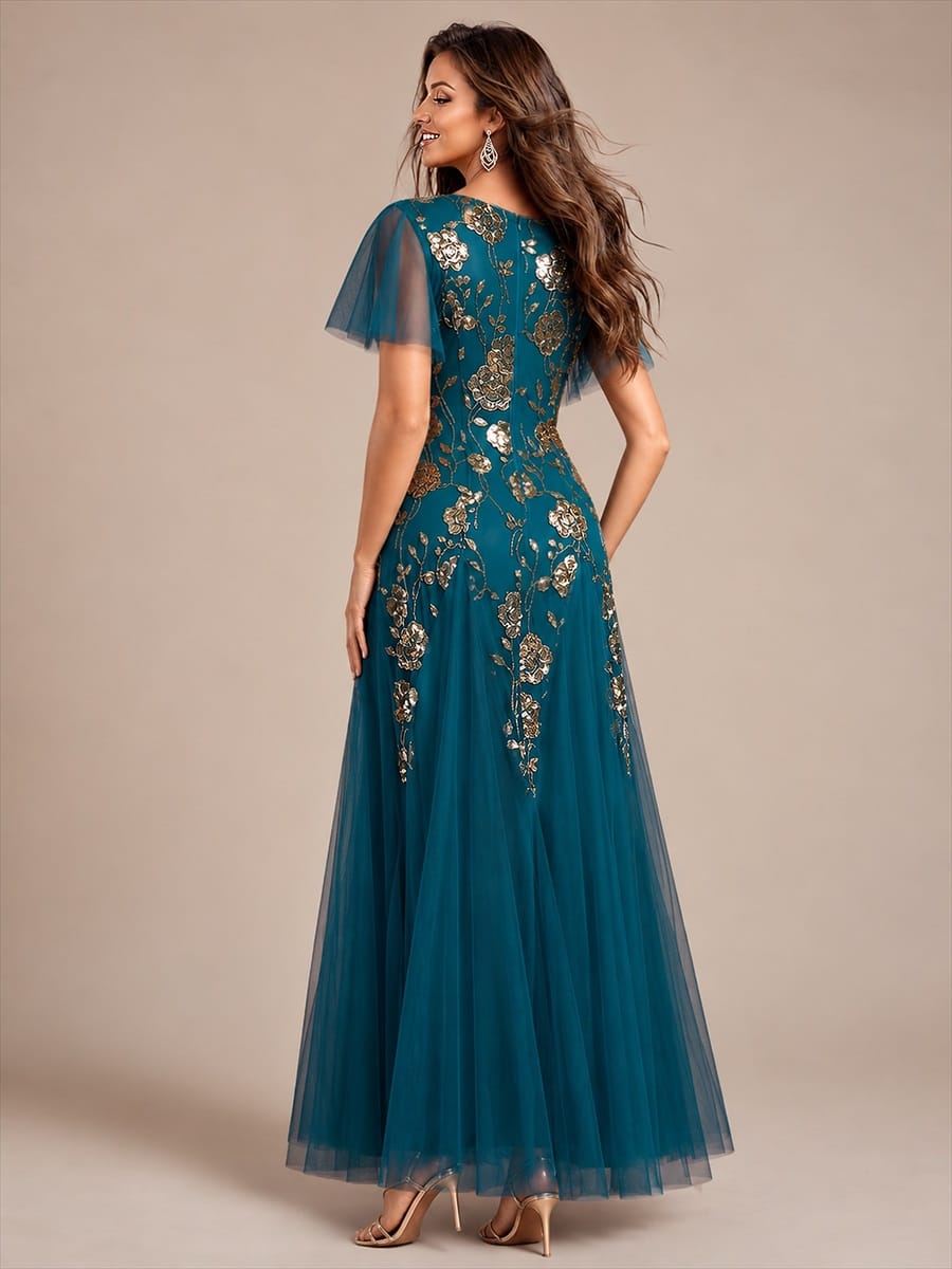 ever ORLA|Patchwork Sequin Ruffle Sleeve Dress