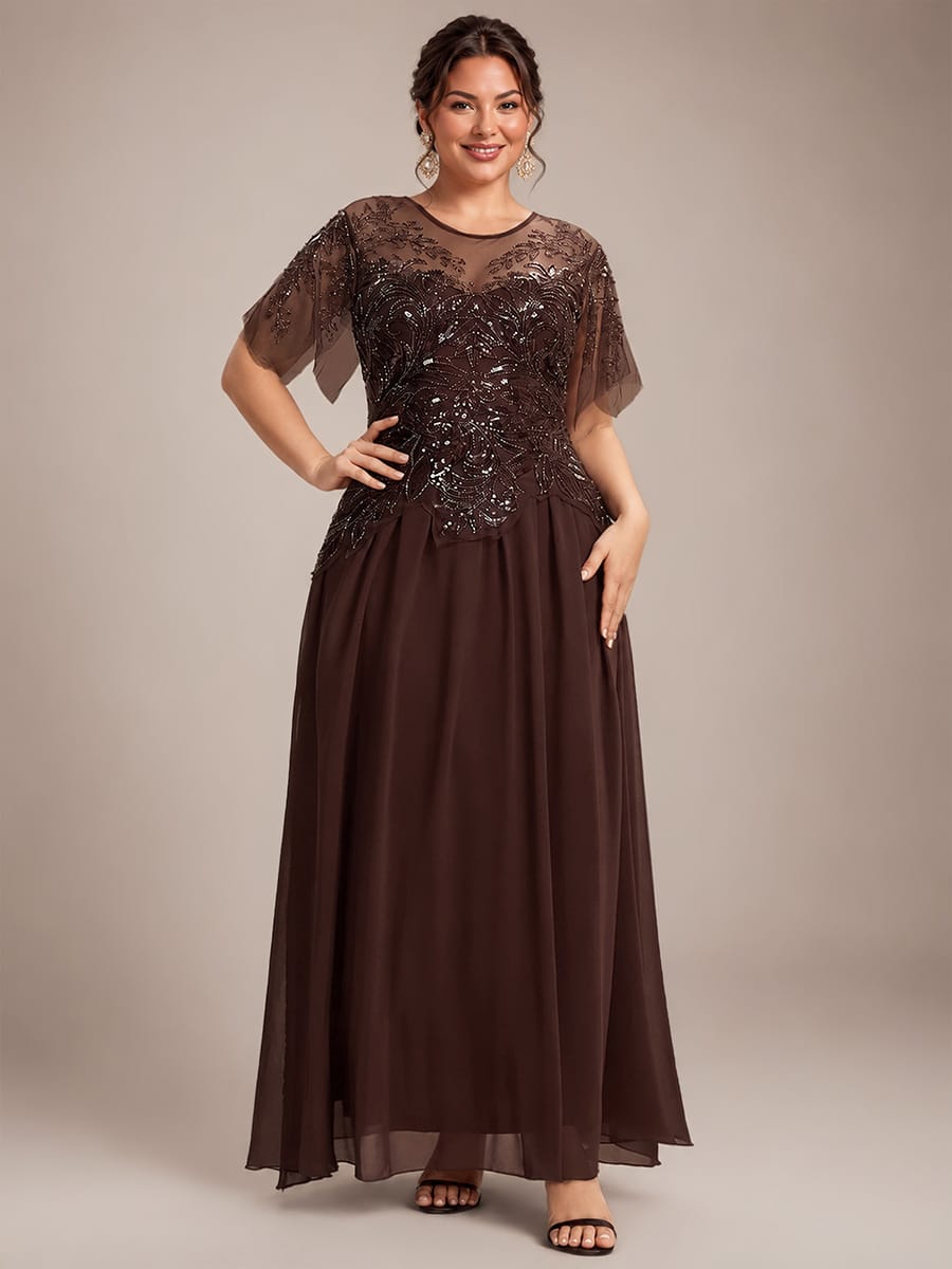 ever LUSTRE|Embroidered Sequin Ruffle Sleeve Dress