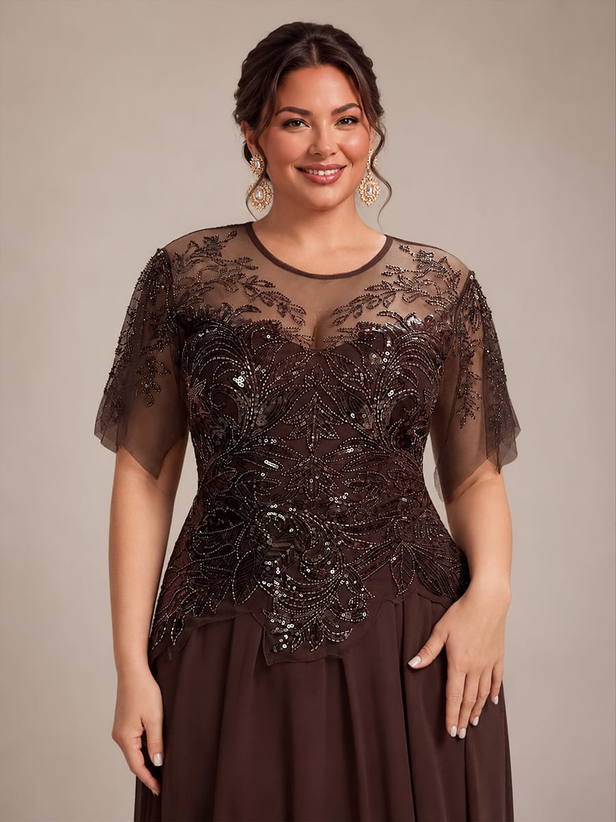 ever LUSTRE|Embroidered Sequin Ruffle Sleeve Dress