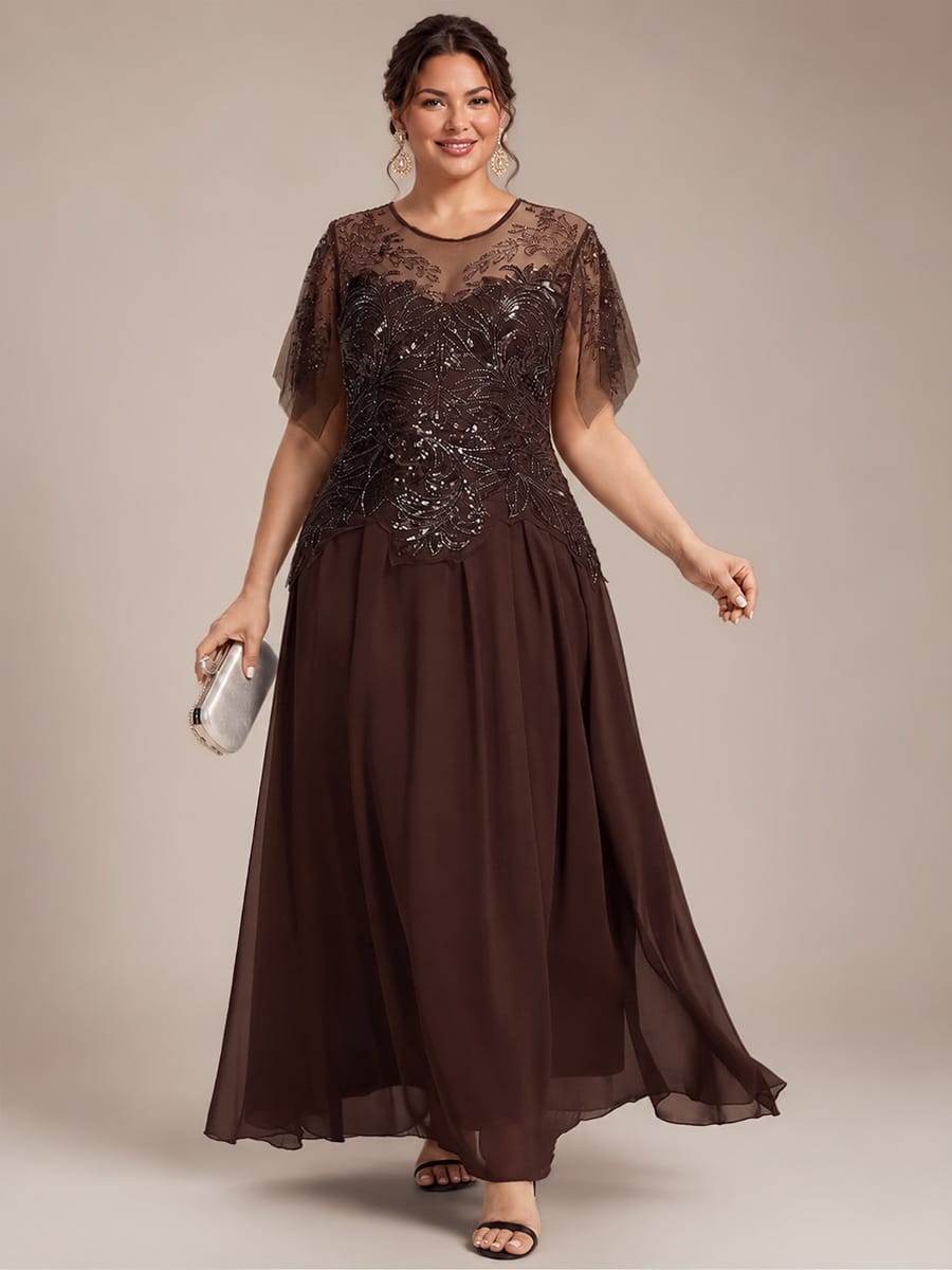 ever LUSTRE|Embroidered Sequin Ruffle Sleeve Dress