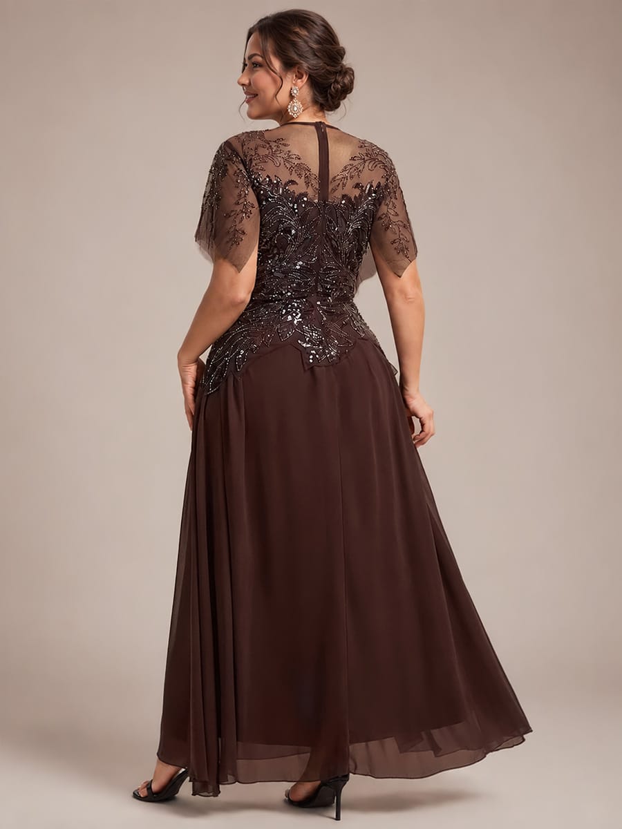 ever LUSTRE|Embroidered Sequin Ruffle Sleeve Dress