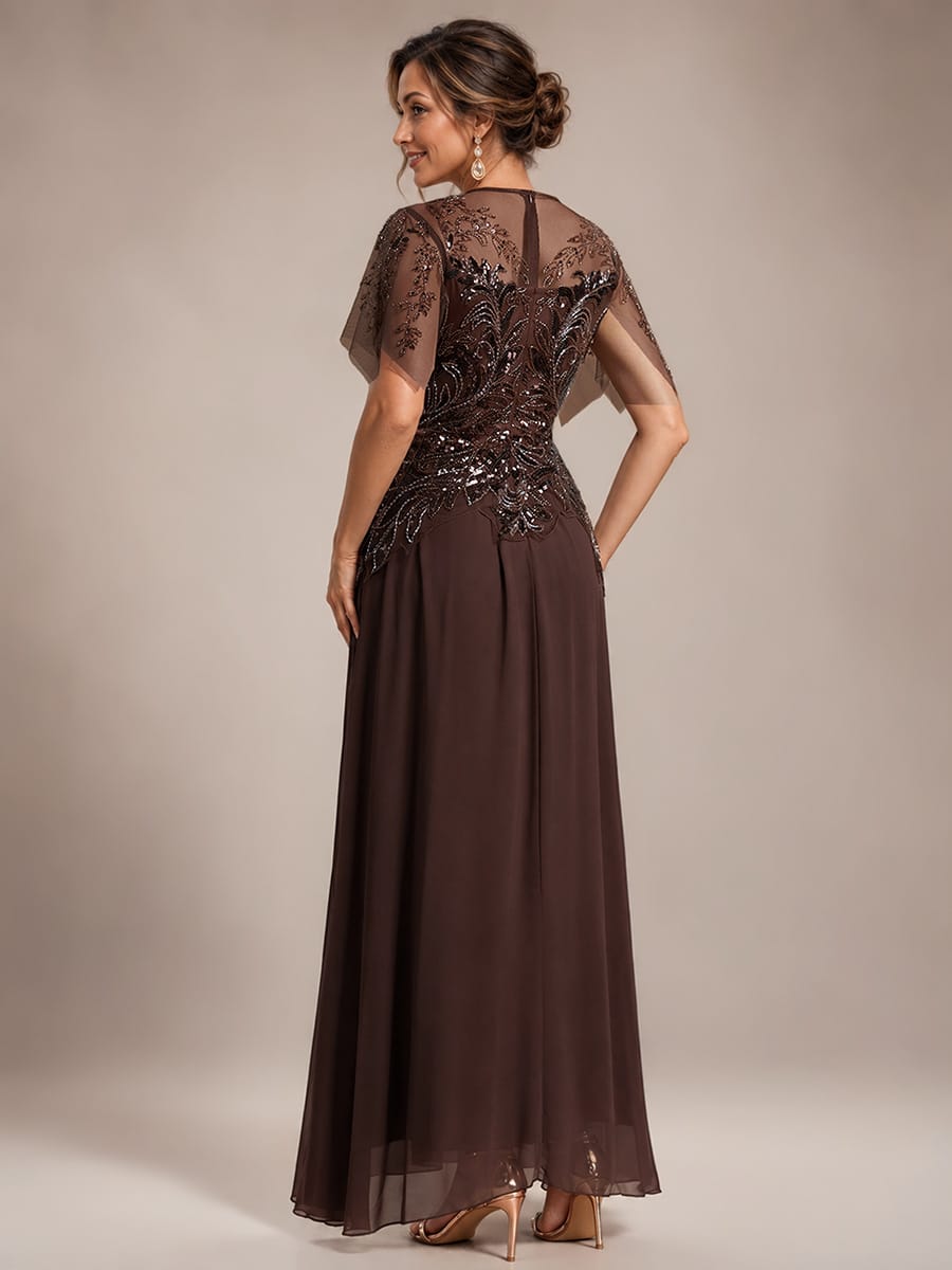 ever LUSTRE|Embroidered Sequin Ruffle Sleeve Dress