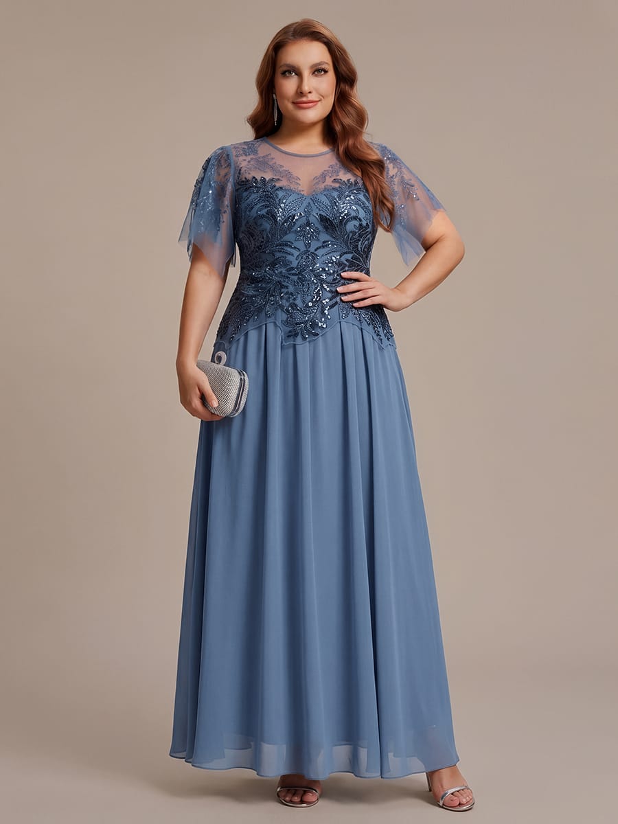 ever LUSTRE|Embroidered Sequin Ruffle Sleeve Dress