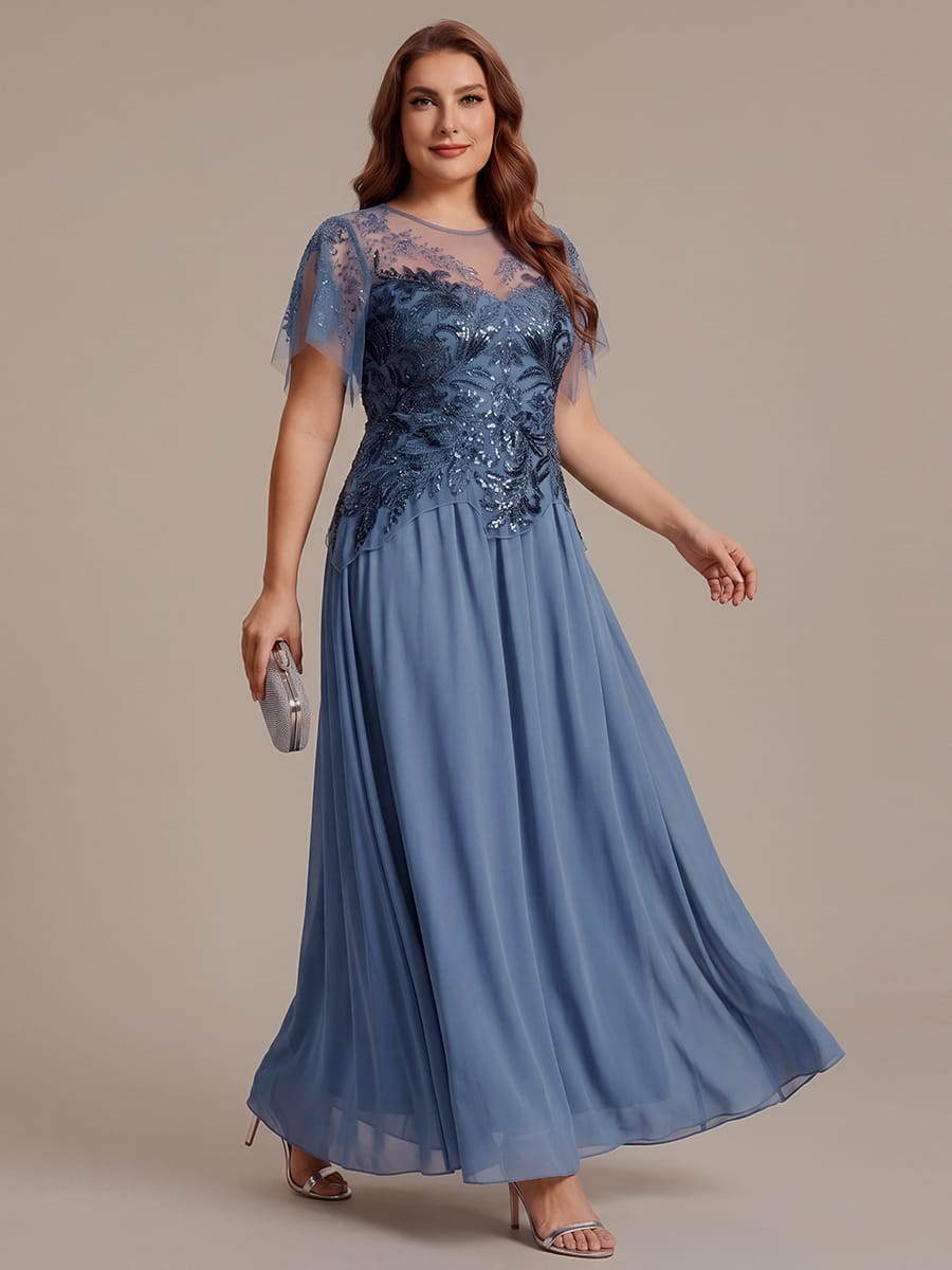 ever LUSTRE|Embroidered Sequin Ruffle Sleeve Dress