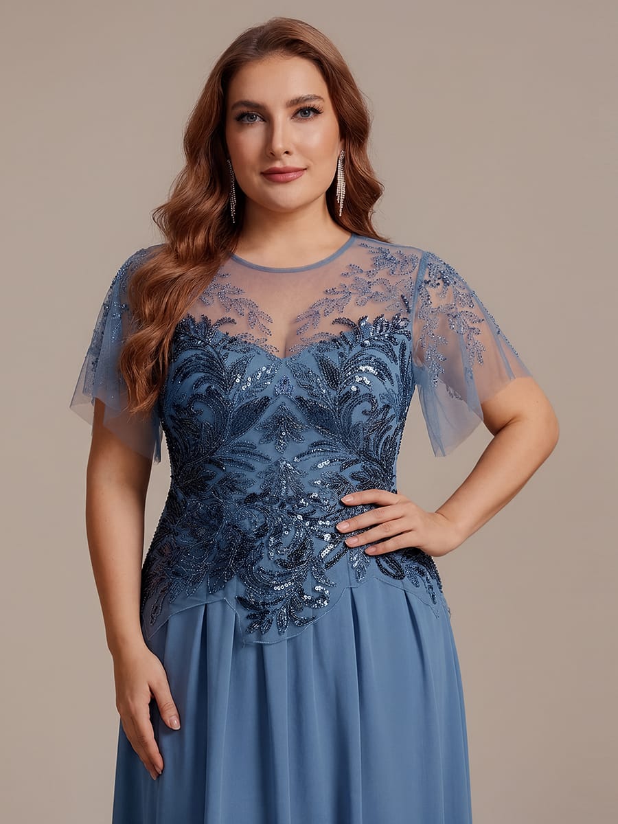 ever LUSTRE|Embroidered Sequin Ruffle Sleeve Dress